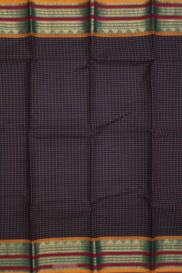 Chettinadu Cotton Saree In Black With Checks Design