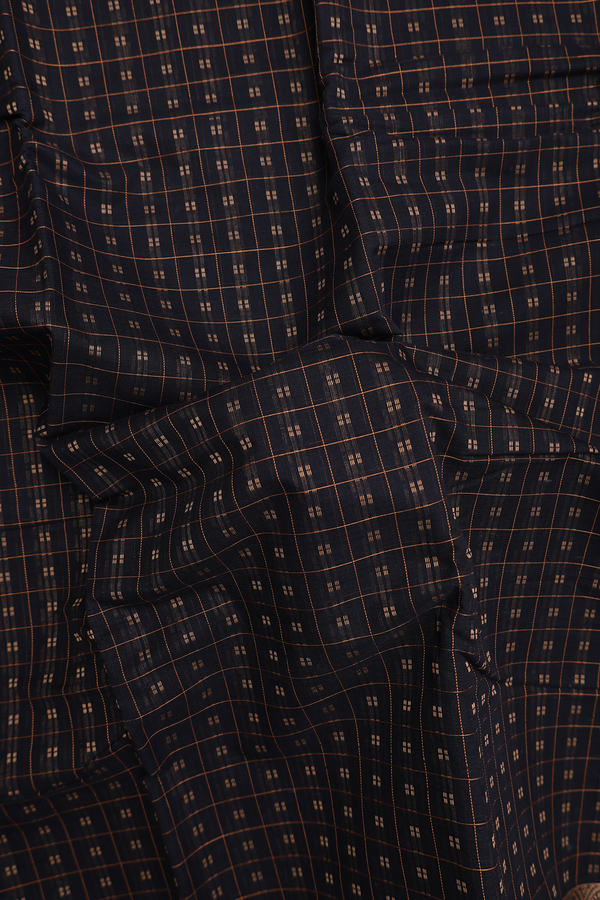 Chettinadu Cotton Saree In Black With Checks Design