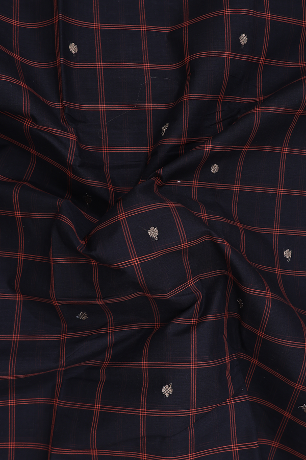 Chettinadu Cotton Saree In Black With Checks Design