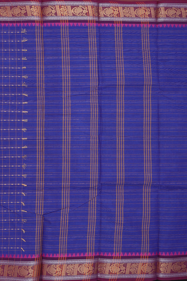 Chettinadu Cotton Saree In Blue With Checks Design