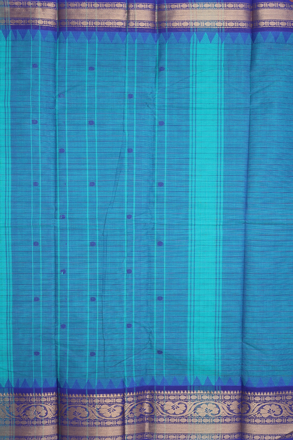 Chettinadu Cotton Saree In Blue With Checks Design