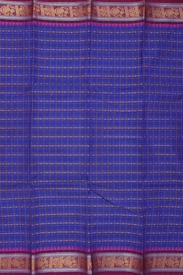 Chettinadu Cotton Saree In Blue With Checks Design