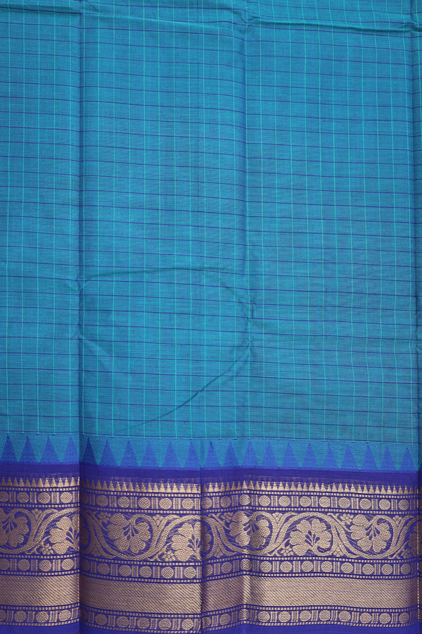 Chettinadu Cotton Saree In Blue With Checks Design