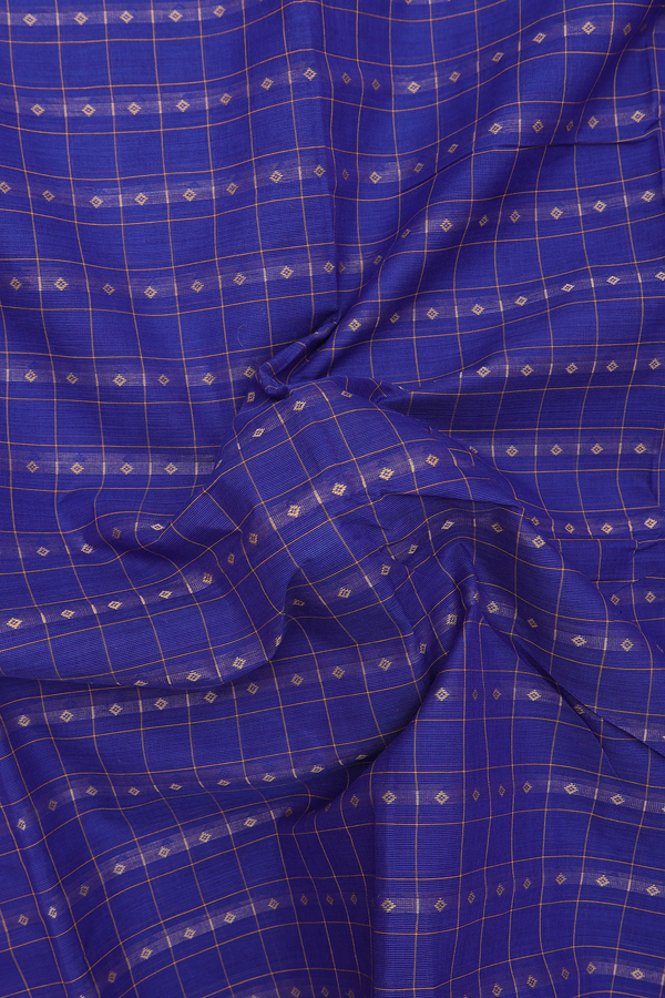 Chettinadu Cotton Saree In Blue With Checks Design