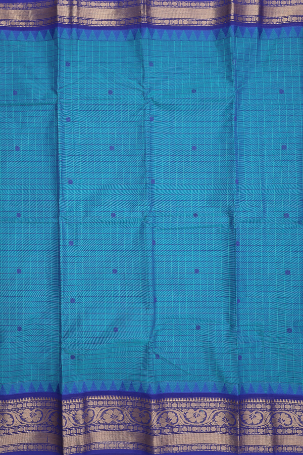 Chettinadu Cotton Saree In Blue With Checks Design