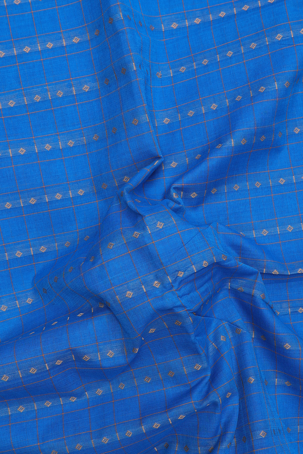 Chettinadu Cotton Saree In Blue With Checks Design