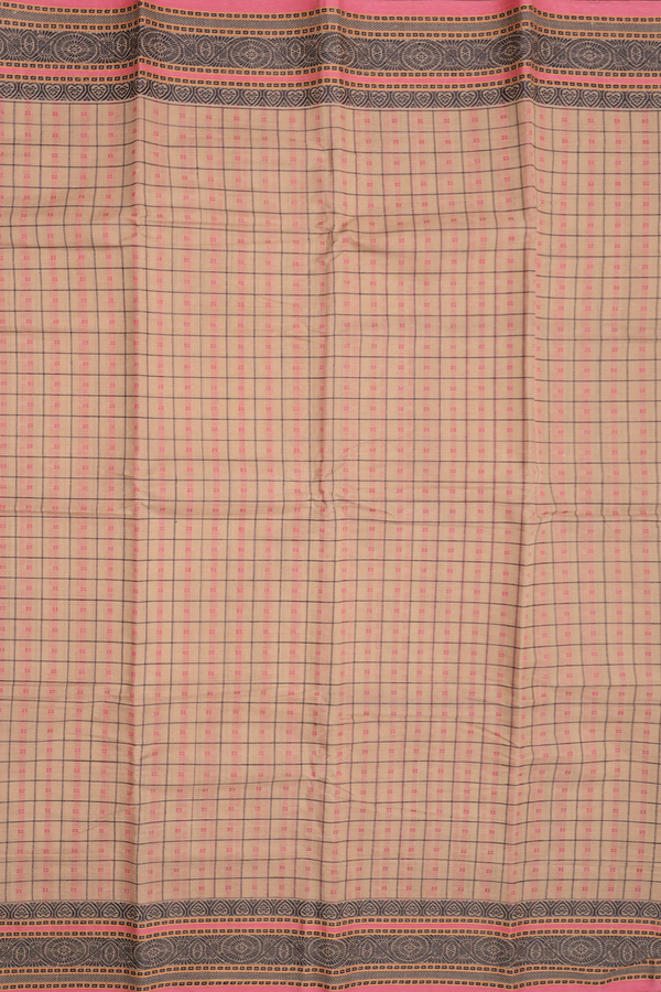 Chettinadu Cotton Saree In Brown With Checks Design