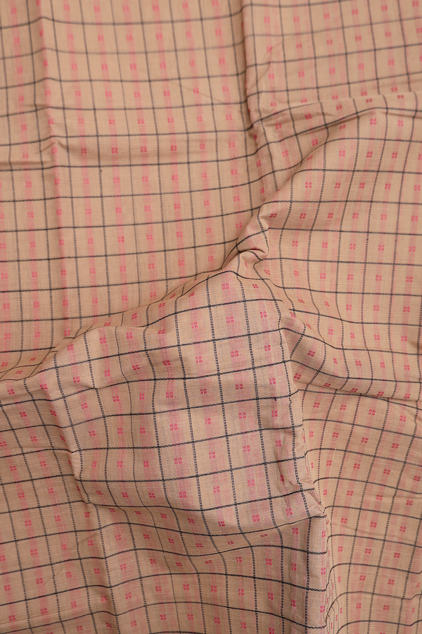 Chettinadu Cotton Saree In Brown With Checks Design