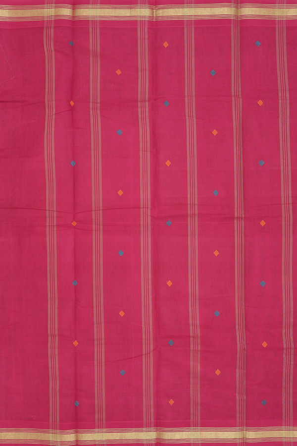 Chettinadu Cotton Saree In Brown With Threadwork Buttas