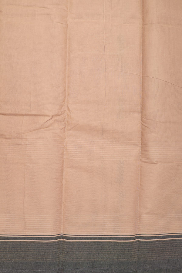 Chettinadu Cotton Saree In Brown With Threadwork Buttas