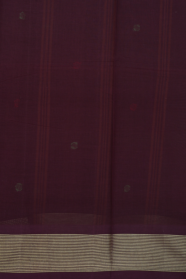 Chettinadu Cotton Saree In Brown With Threadwork Buttas