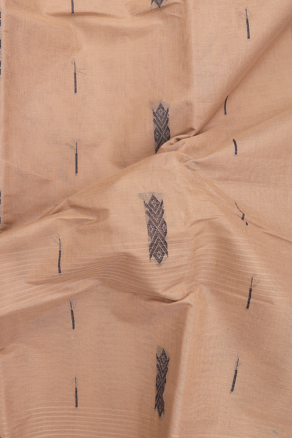 Chettinadu Cotton Saree In Brown With Threadwork Buttas