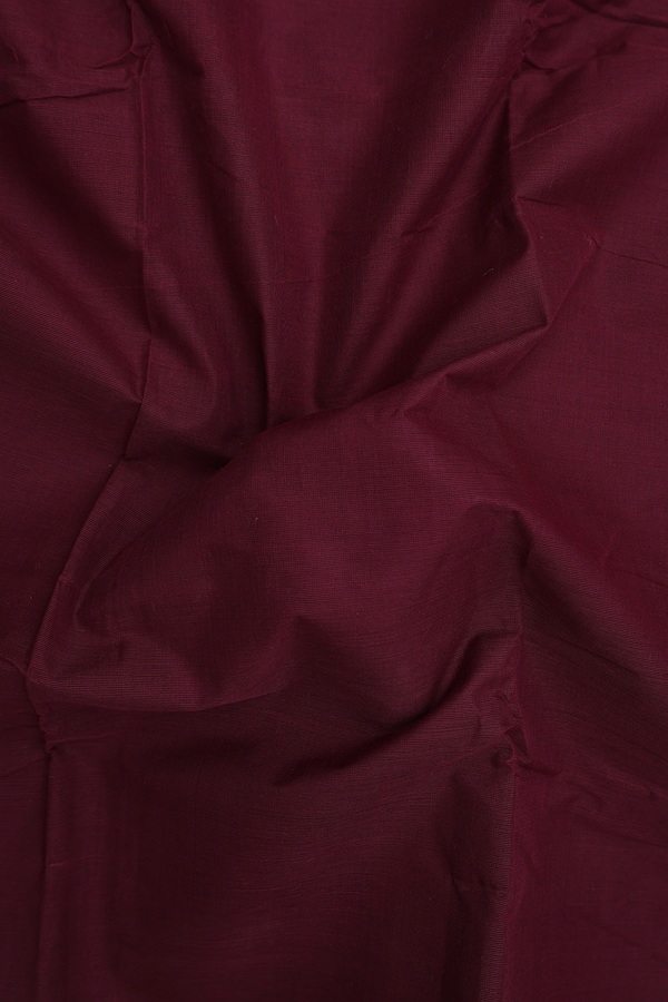 Chettinadu Cotton Saree In Burgundy Red With Contrast Border