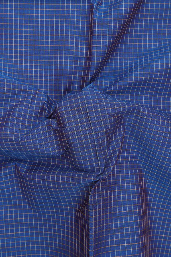 Chettinadu Cotton Saree In Capri Blue With Checks Design