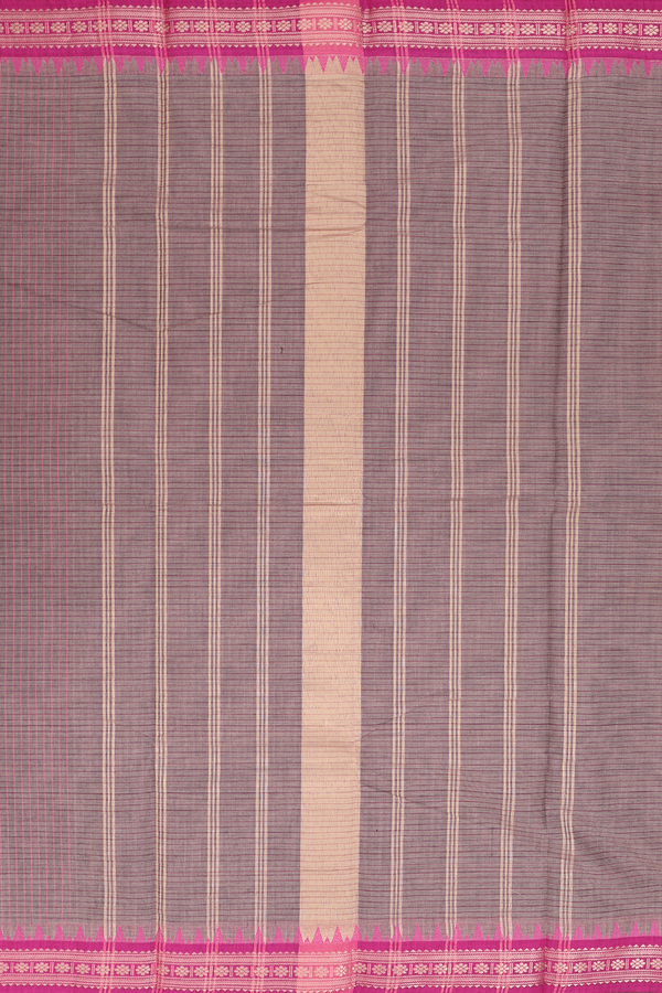 Chettinadu Cotton Saree In Cocoa Brown With Checks Design