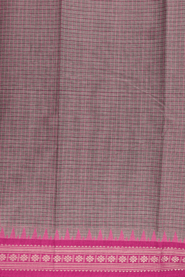 Chettinadu Cotton Saree In Cocoa Brown With Checks Design