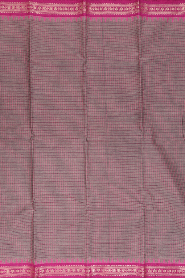 Chettinadu Cotton Saree In Cocoa Brown With Checks Design