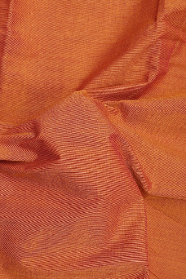 Chettinadu Cotton Saree In Copper Orange With Zari Border