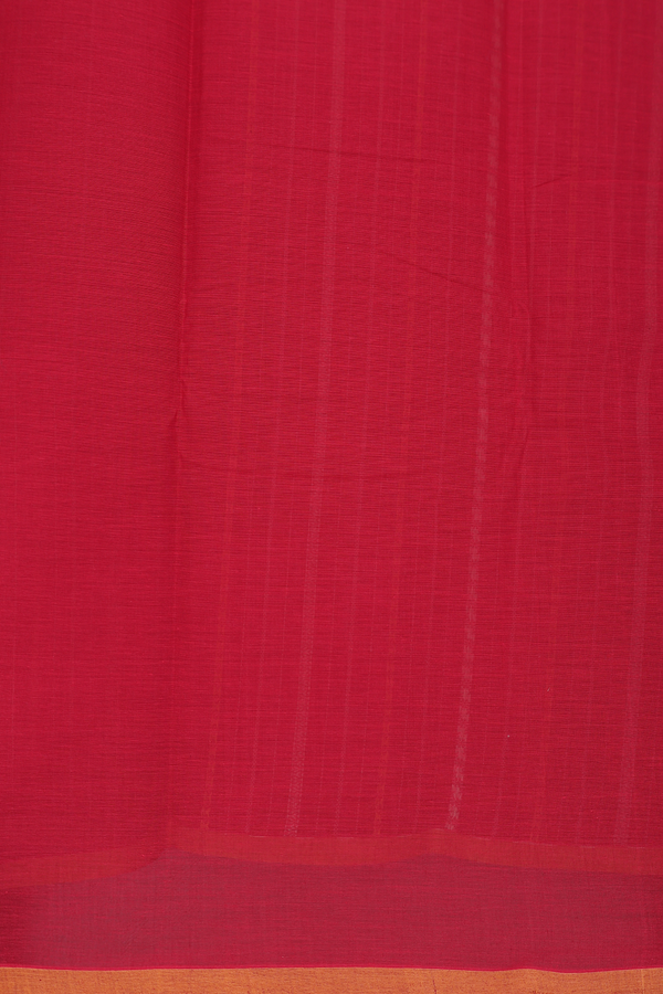 Chettinadu Cotton Saree In Crimson Red With Stripes Design