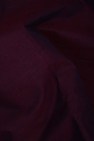 Chettinadu Cotton Saree In Dark Maroon With Peacock Border