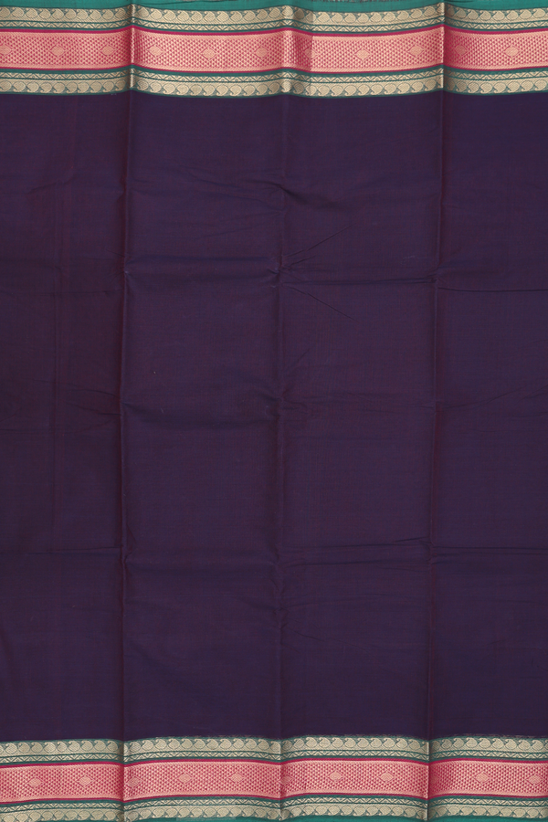 Chettinadu Cotton Saree In Deep Purple With Paisley Border