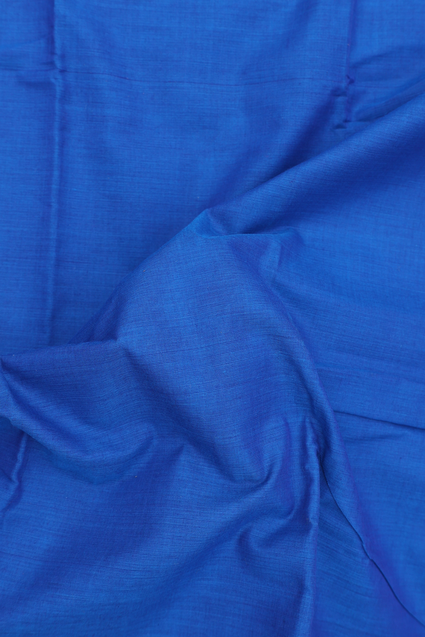 Chettinadu Cotton Saree In Indigo Blue With Peacock Border