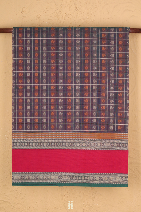 Coimbatore Cotton Saree In Dual Tone With Checks Design