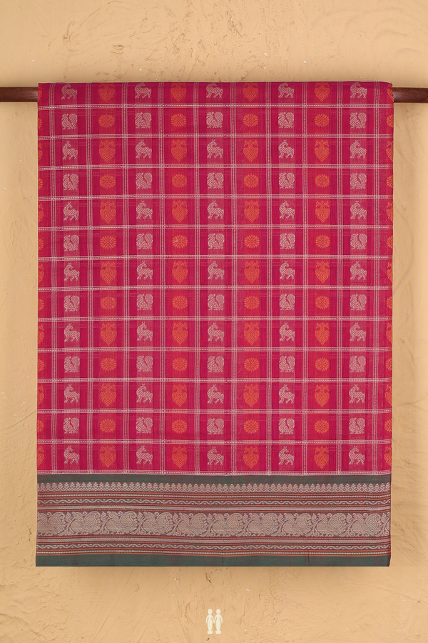 Coimbatore Cotton Saree In Dual Tone With Checks Design