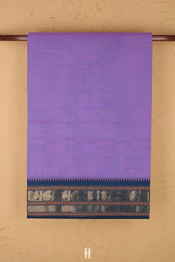 Chettinadu Cotton Saree In Dual Tone With Peacock Border