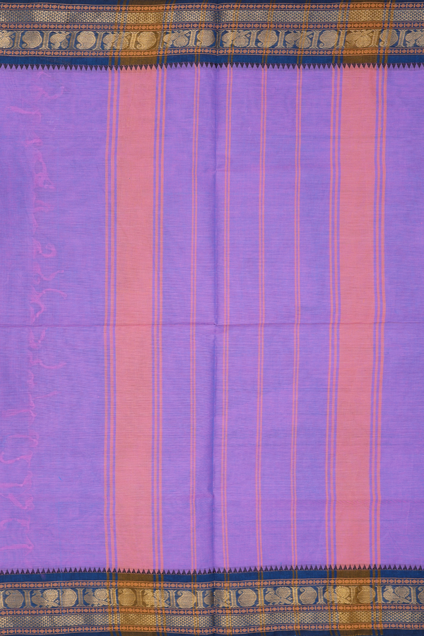 Chettinadu Cotton Saree In Dual Tone With Peacock Border