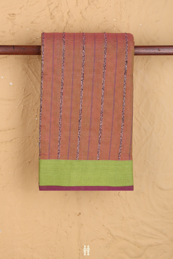 Chettinadu Cotton Saree In Dual Tone With Stripes Design