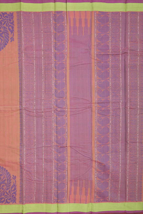 Chettinadu Cotton Saree In Dual Tone With Stripes Design