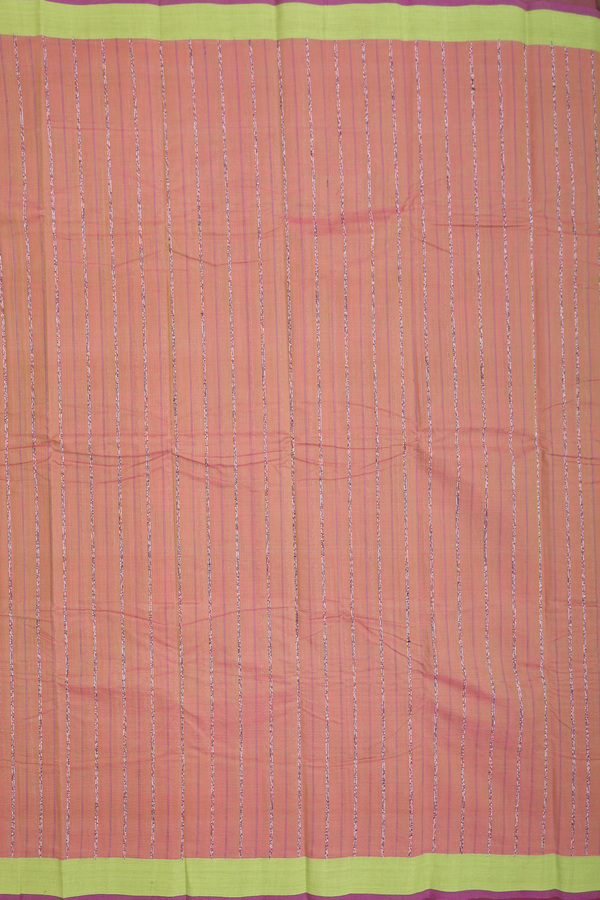 Chettinadu Cotton Saree In Dual Tone With Stripes Design