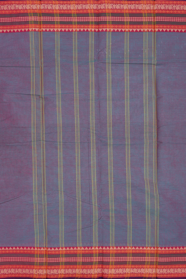 Chettinadu Cotton Saree In Dual Tone With Threadwork Border