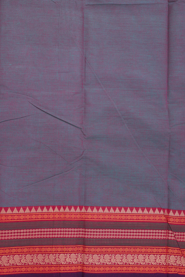 Chettinadu Cotton Saree In Dual Tone With Threadwork Border