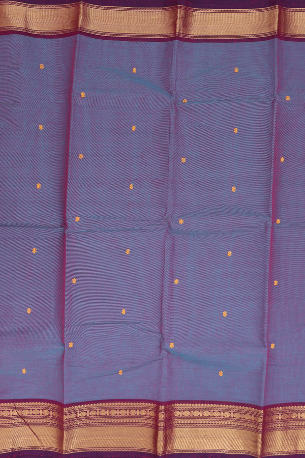 Chettinadu Cotton Saree In Dual Tone With Threadwork Buttas