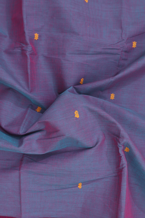 Chettinadu Cotton Saree In Dual Tone With Threadwork Buttas