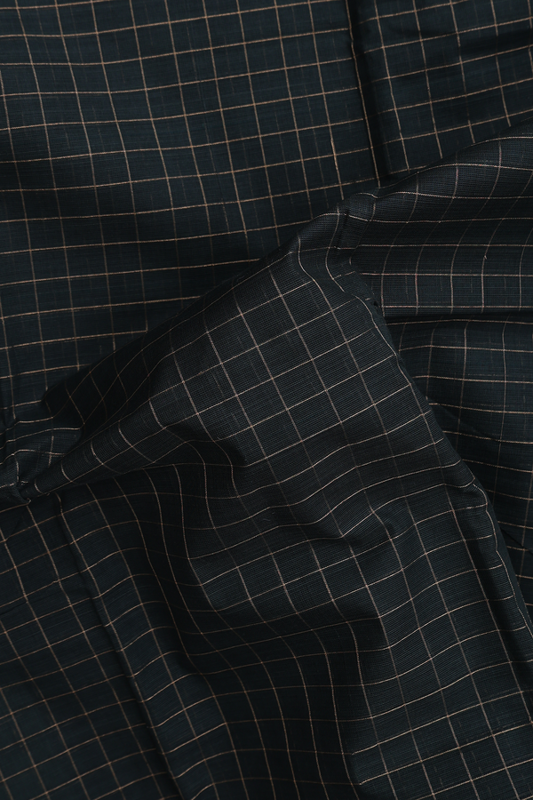 Chettinadu Cotton Saree In Forest Green With Checks Design