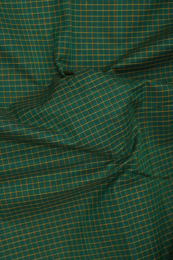 Chettinadu Cotton Saree In Forest Green With Checks Design