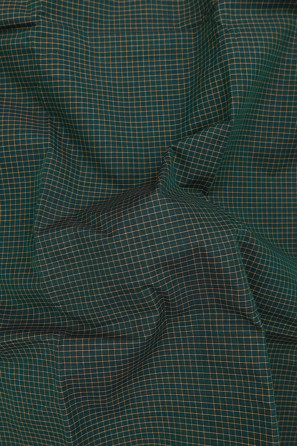 Chettinadu Cotton Saree In Forest Green With Checks Design