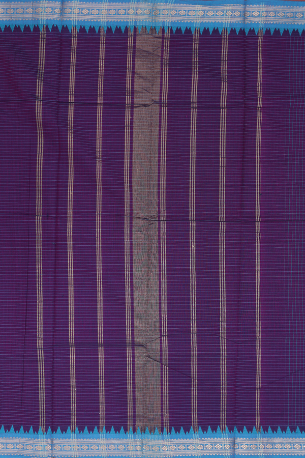 Chettinadu Cotton Saree In Grape Purple With Checks Design