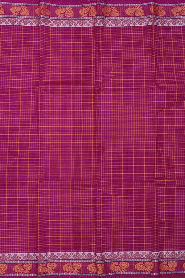 Chettinadu Cotton Saree In Grape Purple With Checks Design