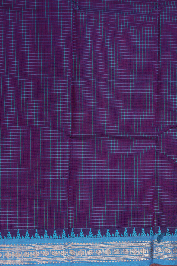 Chettinadu Cotton Saree In Grape Purple With Checks Design