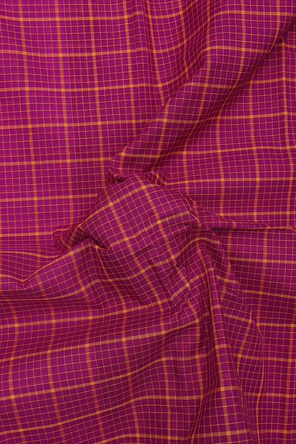 Chettinadu Cotton Saree In Grape Purple With Checks Design