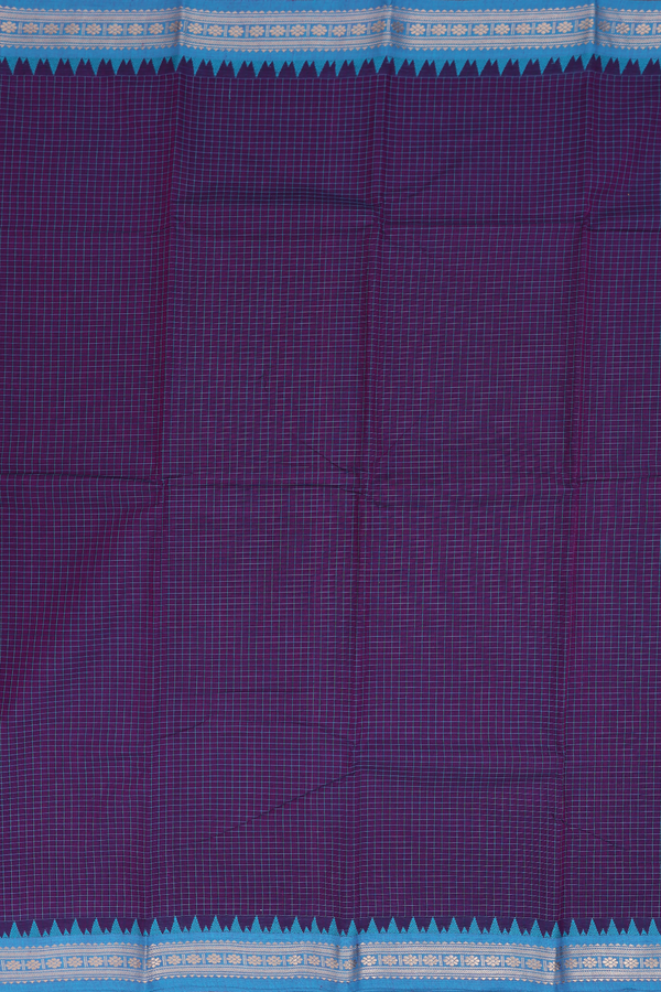 Chettinadu Cotton Saree In Grape Purple With Checks Design