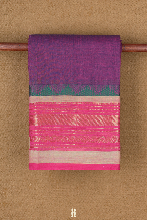 Chettinadu Cotton Saree In Grape Purple With Contrast Border