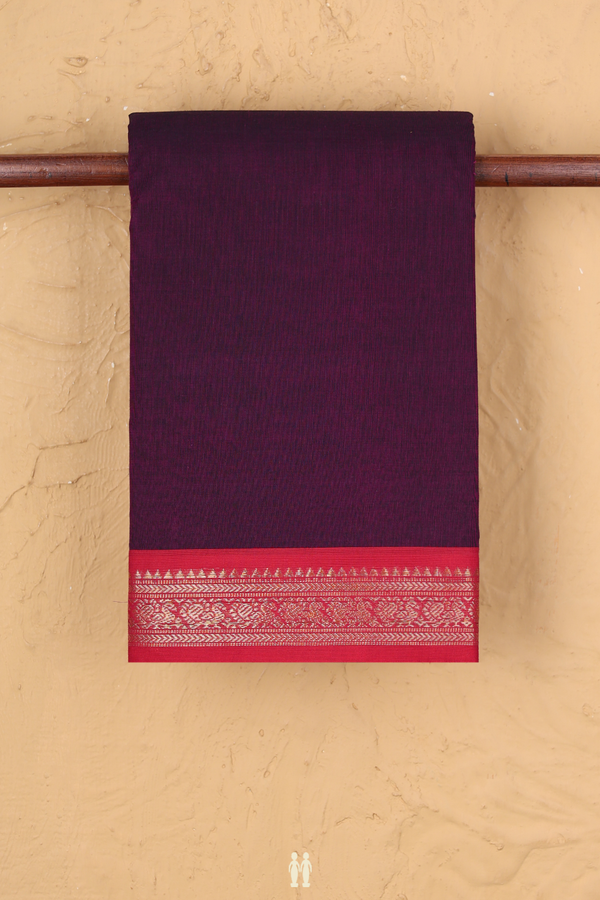 Chettinadu Cotton Saree In Grape Purple With Contrast Border