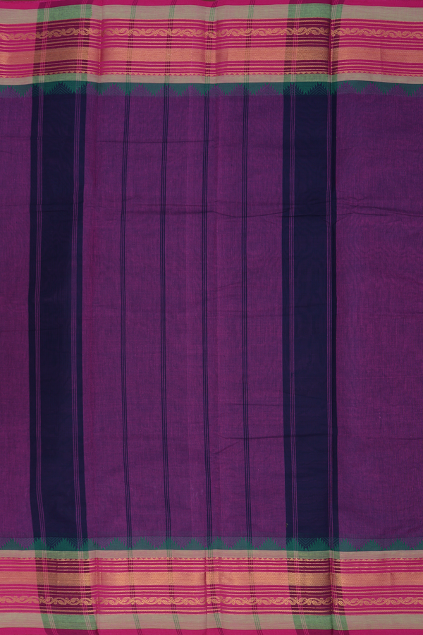 Chettinadu Cotton Saree In Grape Purple With Contrast Border