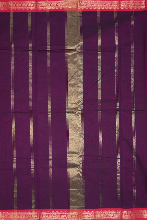 Chettinadu Cotton Saree In Grape Purple With Contrast Border