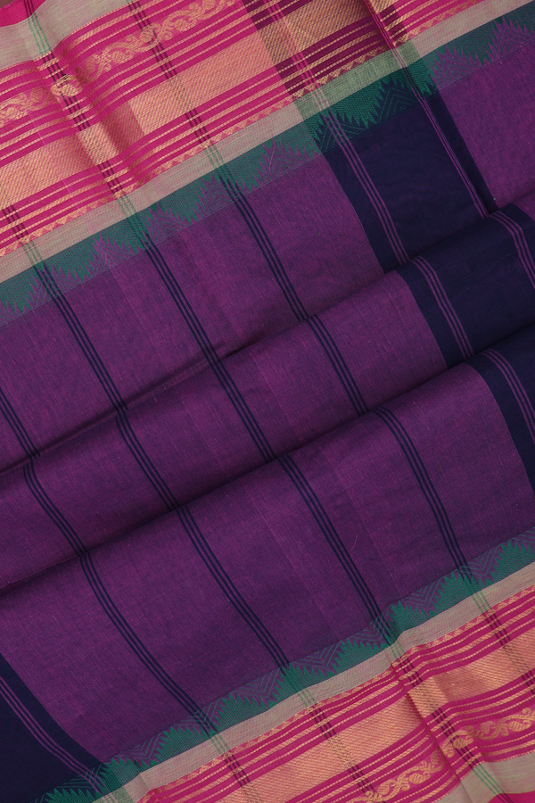 Chettinadu Cotton Saree In Grape Purple With Contrast Border
